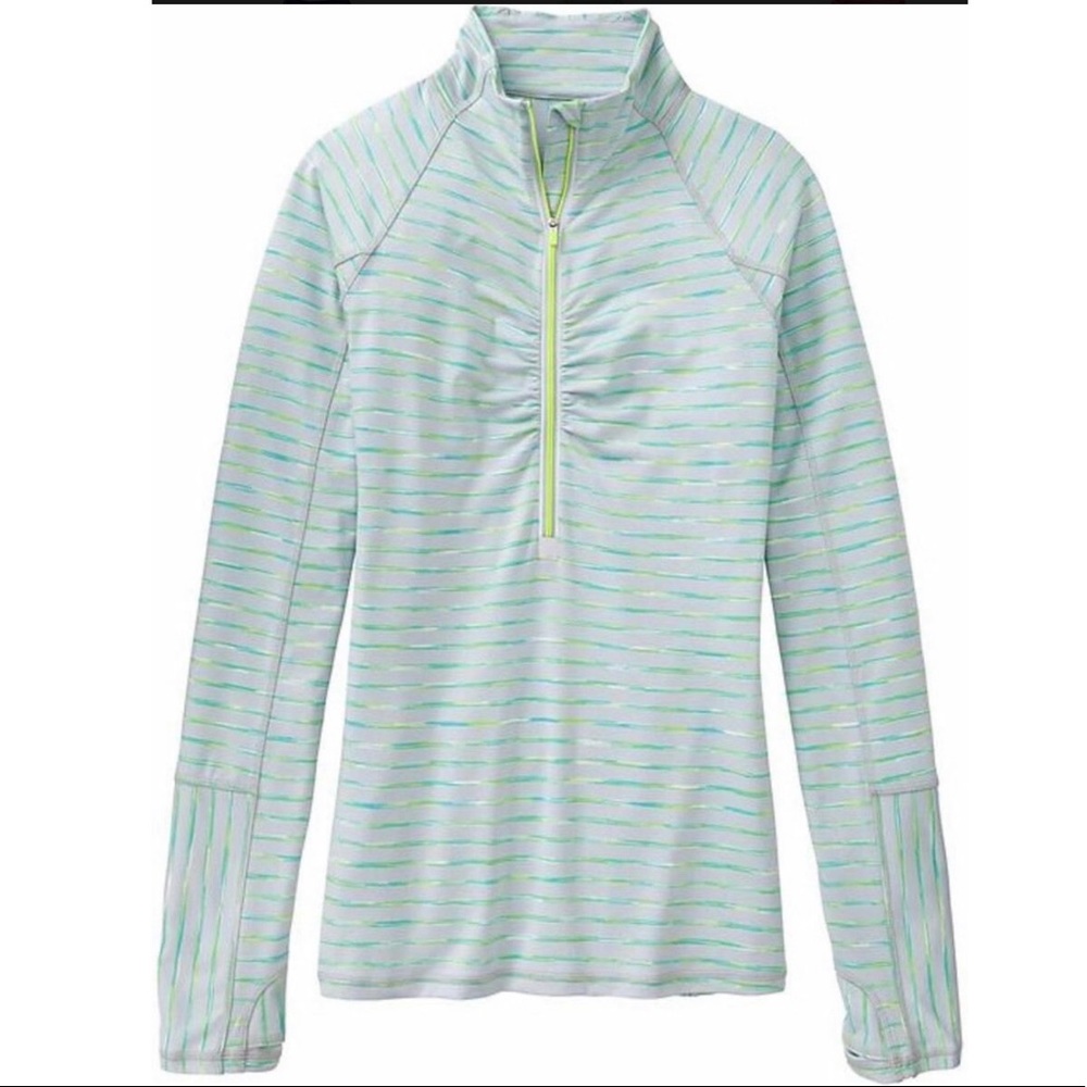 Athleta Striped Elite Half Zip 2 Size Medium